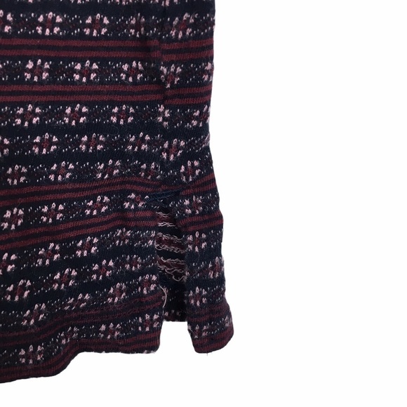 LOFT Outlet Top Floral Stripe Boat Neck 3/4 Sleeve Navy Blue Burgundy Size Small - Picture 9 of 11